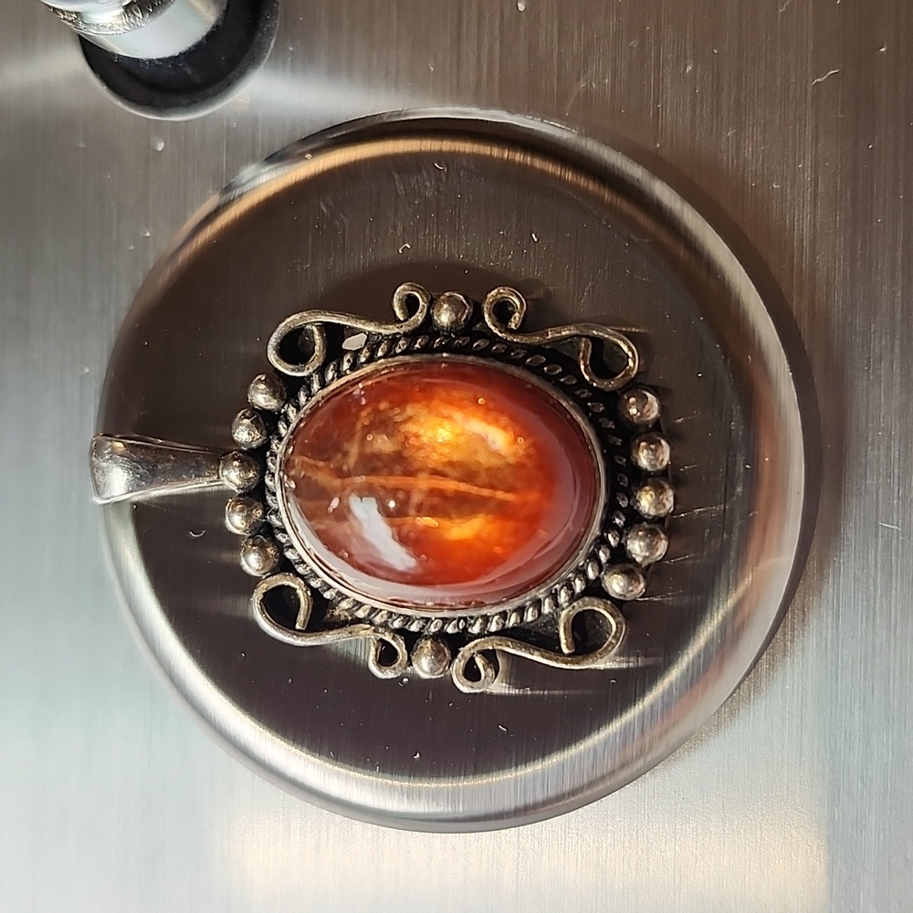 Elegant Silver 925  and Brown Pendant